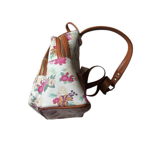 Loungefly Disney Princess Characters Autumn Fall Floral Mini Backpack Cream Pink - Picture 2 of 10